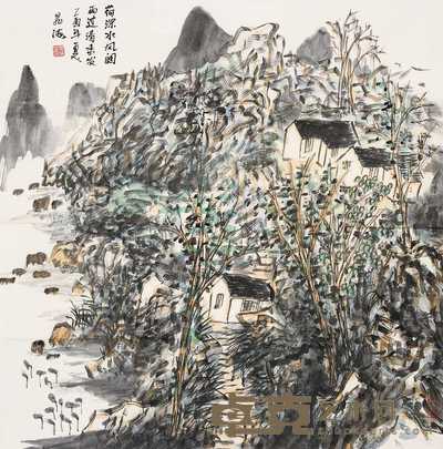 晁海 2005年作 荷深水风阔，雨过清香发 镜心 68×68cm